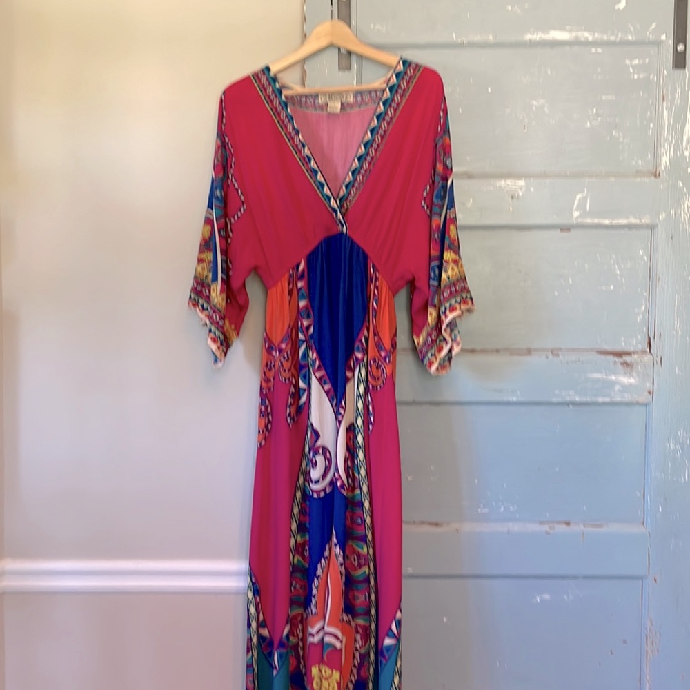 Colorful long empire waist dress